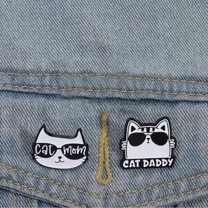 Cat Mom and Cat Daddy Enamel Pins